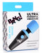 Packaging of BANG! 10X Mini Wand in black and blue with flexible neck and rechargeable, powerful vibration features.