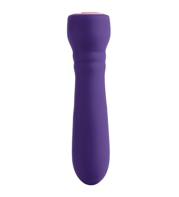 Purple silicone USB rechargeable massager with smooth, ergonomic design and rounded tip.