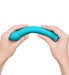 Hands bending a textured turquoise silicone wand designed for targeted stimulation and flexibility.