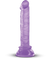 Purple 8-inch jelly textured dong with suction base for hands-free use.