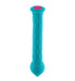 Turquoise textured silicone wand with pink button, designed for targeted stimulation and ergonomic grip.