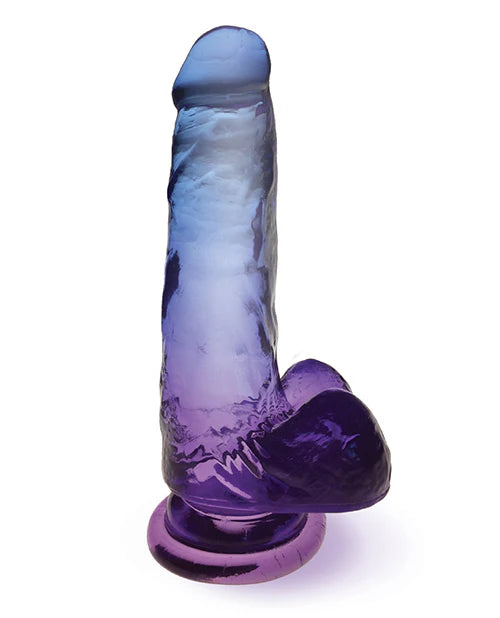 Medium-sized translucent blue to violet gradient toy with realistic texture and suction cup base.