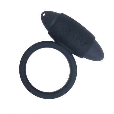 Black Tantus Super Soft Vibrating Ring with removable bullet vibrator, made of premium silicone.