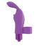 Purple silicone finger vibrator with bunny ear design and adjustable finger loop for targeted stimulation.
