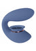Blue silicone rechargeable vibrator with suction cup and textured stimulation surface, curved ergonomic design.