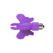 Purple silicone butterfly-shaped finger vibrator with a small bullet motor and textured wings for gentle stimulation.