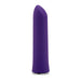 Purple sleek bullet vibrator with a smooth, tapered tip and matte finish standing upright on a white background.