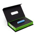 Compact blue Nu Sensuelle Joie Bullet vibrator displayed in sleek black and green gift box with magnetic lid.