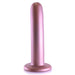 Rose gold smooth silicone 6-inch G-spot dildo with a strong suction cup base.