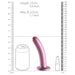 Rose gold smooth silicone G-spot dildo with curved shape and suction base, shown with size comparison to can and lipstick.