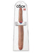 King Cock 16-inch tapered double-ended dildo in beige with realistic texture, packaged in clear blister pack.