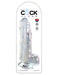 Clear 9-inch realistic dildo with suction cup base and detailed veins in retail packaging.