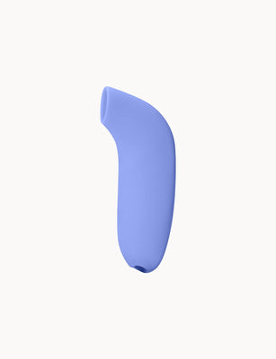 Dame Aer Air Pulse Stimulator in soft blue with ergonomic curved design and air pulse opening.
