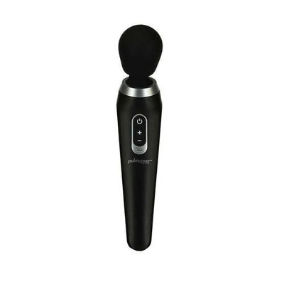 Black Palm Power Extreme body massager with ergonomic handle and silicone pivoting head, featuring control buttons on the front.