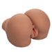 Brown realistic textured stroker toy shaped like a plump pair of buttocks with detailed pink lips.