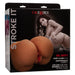 Packaging of Stroke It BBL Booty in brown with product image and model on black background, highlighting realistic design and weight.