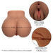 Brown realistic stroker toy with dual textured chambers for front and back play, measuring 9.25 inches wide.
