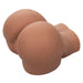 Brown realistic textured stroker toy shaped like a rounded buttocks with soft pink lips detail.