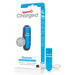 Blue Screaming O Charged Vooom rechargeable bullet vibe with USB charging cable and packaging box.