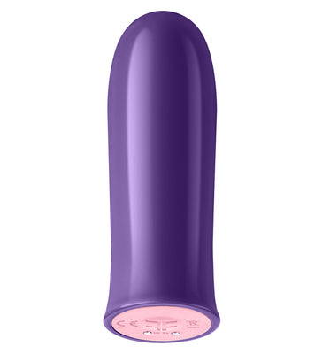Purple Femme Funn Versa Bullet vibrator with smooth finish and pink base shown upright on white background