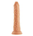 Flesh-toned realistic textured dildo with suction base from Femme Funn Turbo Shaft 2.0, 8.2 inches long.