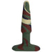 Camouflage-patterned 4-inch tapered silicone anal plug with wide base for safe, comfortable use.