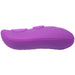 Purple silicone wireless remote control for a rechargeable anal plug with two buttons.
