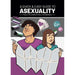 Book cover illustration of two people holding a large map with symbols representing asexuality and rejection phrases like Nope and Nah.