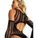 Black Pearl Bling Long Sleeve Bodysuit Black
