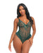 Valentine Soft Cup Lace Teddy w/Bow Details - Green SM