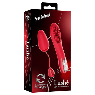 Peak Performa Interchangeable Lushe Egg and Textured Massager-Red