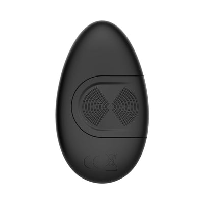 Black wireless remote control with textured grip for the Aam Cosmos Plug Kit in a sleek, ergonomic design.