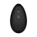 Black wireless remote control with smooth, oval shape and two buttons for vibration mode and pause functions.