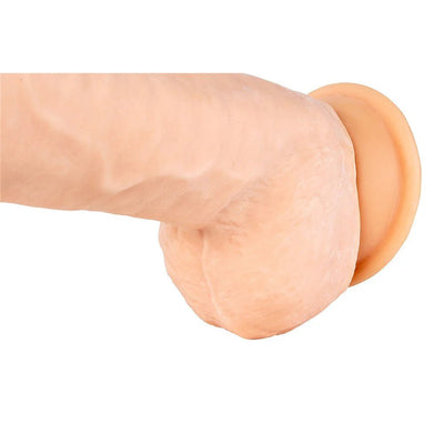 Beige realistic 12-inch dildo with suction cup base and detailed texture.