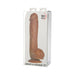 Adam & Eve Adams Colossal 12-inch beige dildo with suction cup base in retail packaging against white background.