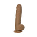 Beige 12-inch realistic dildo with suction cup base and detailed veining, designed for hands-free use.