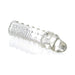 Clear textured 2-inch penis extender sleeve with raised nodules and flexible design for enhanced sensation.