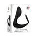Black rechargeable prostate pleaser with integrated C-ring displayed on white Adam & Eve branded packaging.