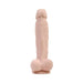 Realistic flesh-toned dildo with textured veins and suction cup base, designed for lifelike feel and hands-free use.