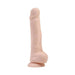 Realistic flesh-toned dildo with textured veins and suction cup base, designed for hands-free use.