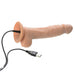 Adam & Eve Adams True Feel rechargeable dildo in flesh tone with USB charging cable attached, realistic texture and suction base.