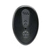 Black oval remote control with three textured buttons for adjusting settings on the Adam & Eve prostate thruster.