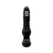 Black silicone prostate massager with rotating silver beads and ribbed shaft for enhanced stimulation.