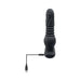 Black silicone prostate massager with textured shaft and USB charging cable attached.