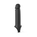 Black silicone vibrating extension sleeve with contoured tip and base for secure fit.