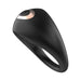 Black silicone vibrating enhancer ring with a smooth ergonomic design and a control button on top.