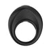 Black silicone vibrating ring with a smooth, stretchy design and a built-in remote-controlled vibrator.