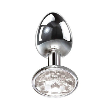 Clear Gem Anal Plug Small, Silver