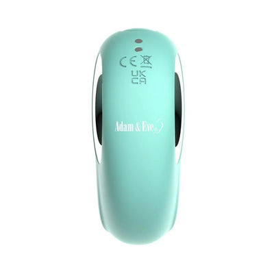 Mint green Adam & Eve Curvy Cutie Pleasure Combo vibrator with sleek, ergonomic design and logo on front.