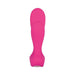 Pink dual shaft silicone vibrator with ergonomic handle designed for simultaneous internal stimulation.